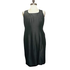 VTG Escada Elements Raw Silk Shift Dress BLK SZ 42/M Classic Chic Minimalist 90s